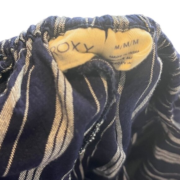 Roxy Women's M Jumpsuit Open Back Navy White Stripes Nautical Coastal Zipper - Picture 7 of 11